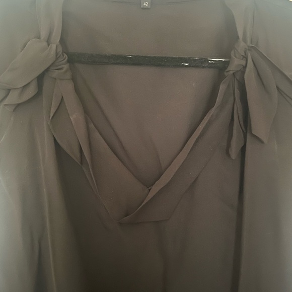 Gucci Black v-neck short sleeve silk blouse bows anchor GG buttons sailor sz 42 - Picture 7 of 9